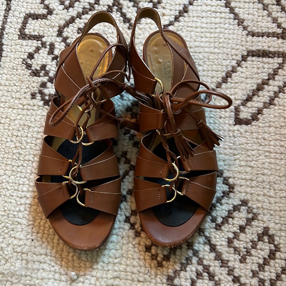 Sezane Low Irene Sandals in smooth camel size 39